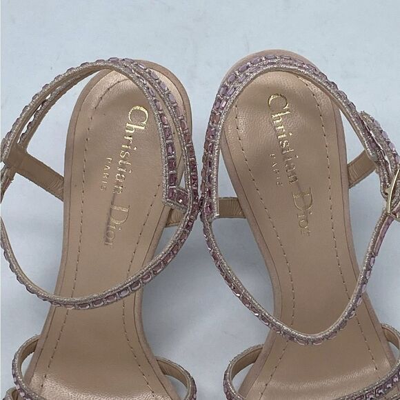 Dior Gem Embroidered Crystal Suede Heel Sandals size 36.5 - Picture 8 of 15
